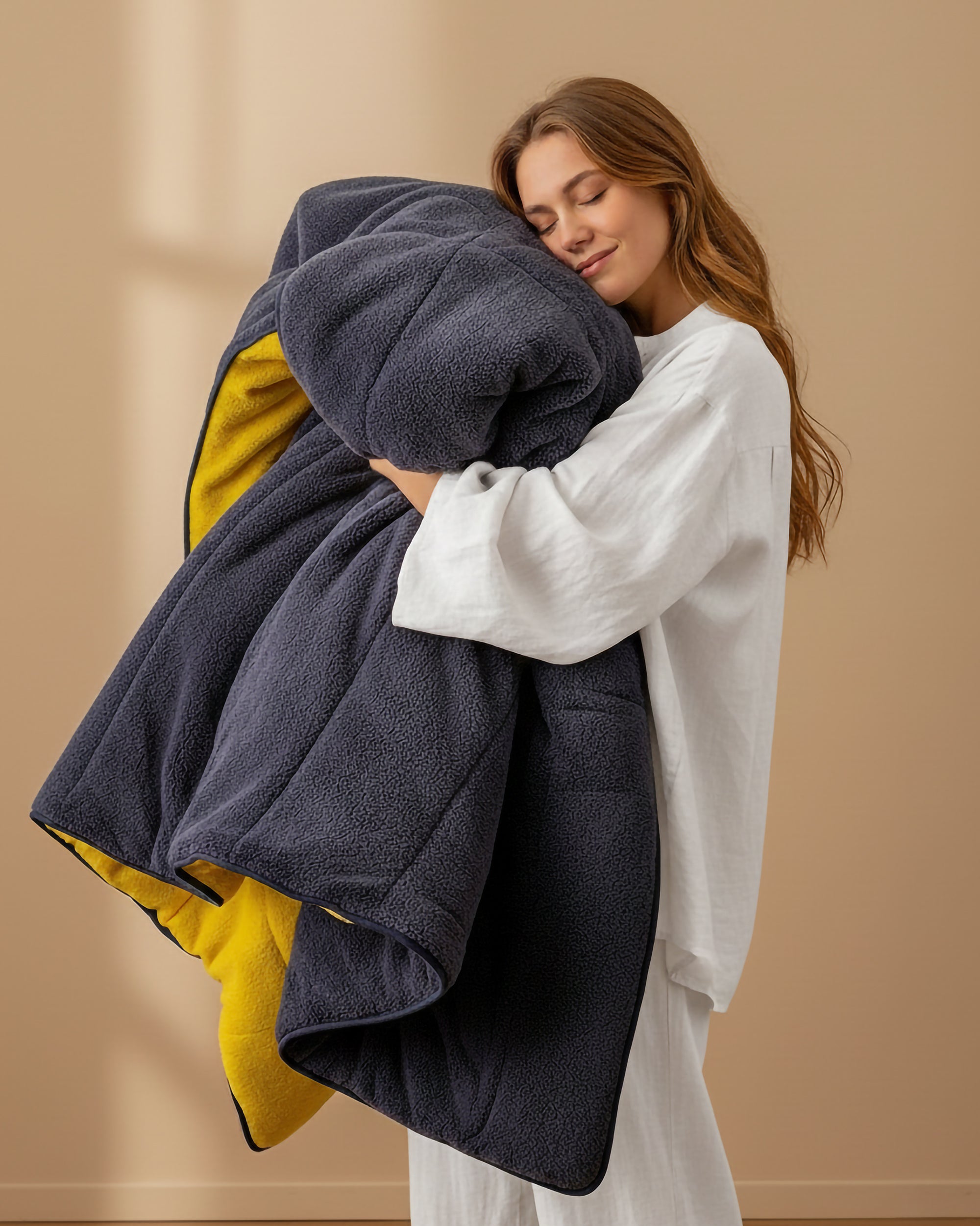 Sarı – Lacivert Çift Taraflı Wellsoft Yorgan