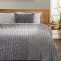 Grey Floral Patterned Wellsoft Blanket &amp; Pillowcase